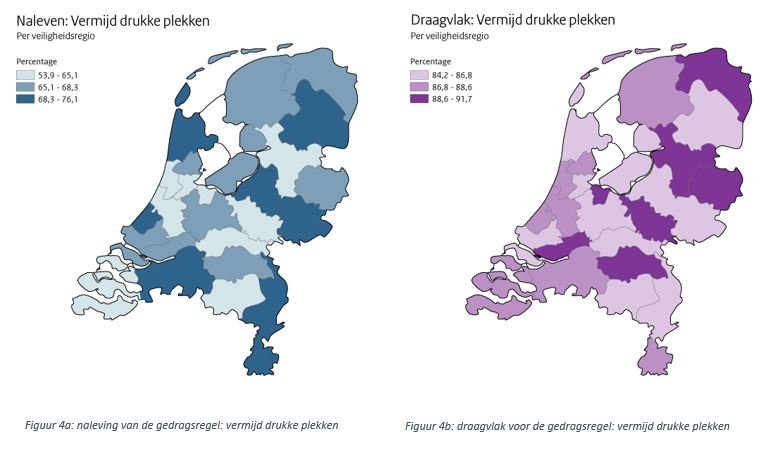 Landelijk overzicht naleving gedragsregel: vermijd drukke plekken (ronde15)