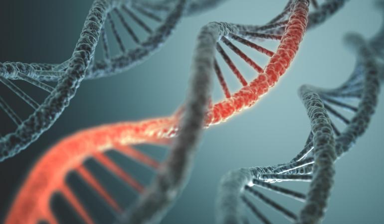 Uitvergroot beeld van DNA structuur